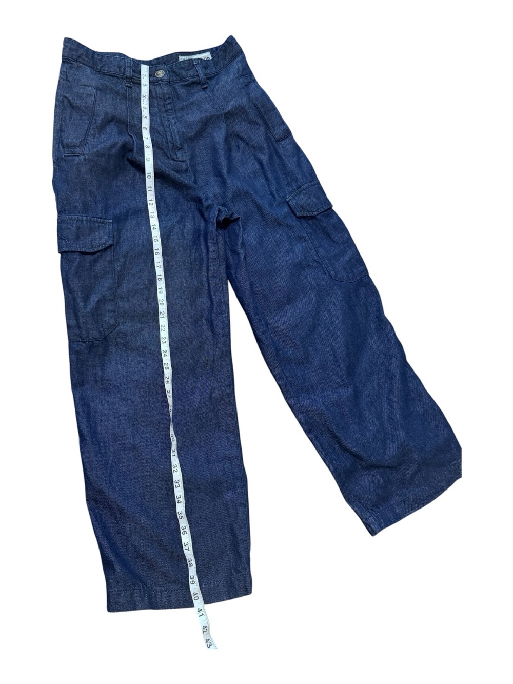 Wide Leg Cargo Denim Jeans - Dark Blue - Picture 4 of 9